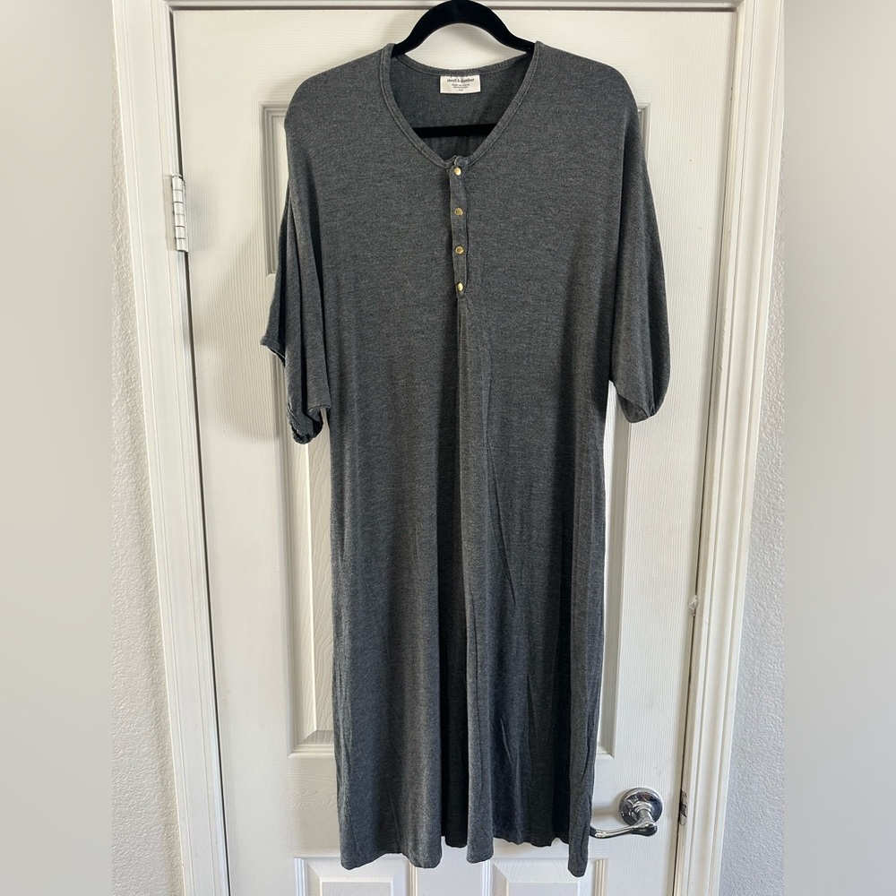 DWELL + SLUMBER Womens Caftan Swing Dress Gray Pockets Oversized xs/s maternity